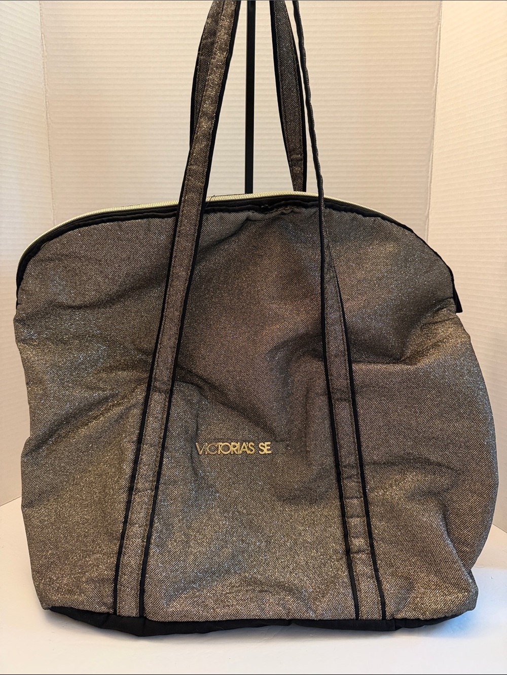 Victoria's Secret Metallic Gold Black Tote